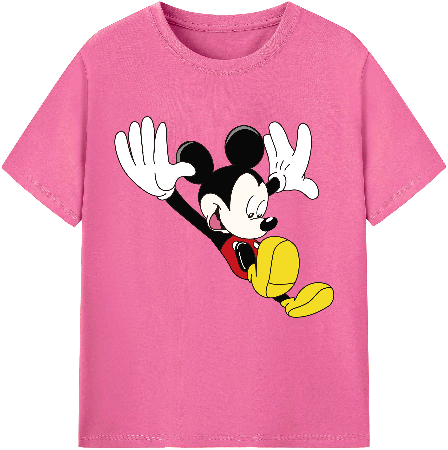 （画像用） ミッキーマウス Mickey Mouse レディースカジュアルプリントTシャツ（綿100％）